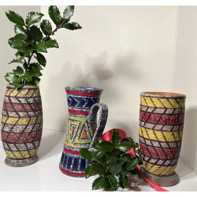 1950s Mid-Century Bright Lava Glaze Italian Vessels- Set of 3 For Sale - Image 4 of 11