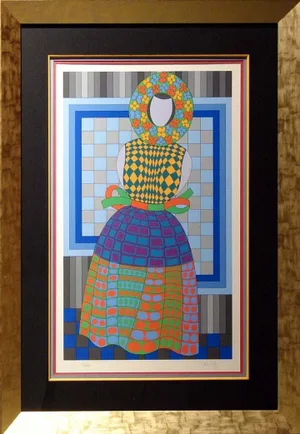 1990s Victor Vasarely Fille Fleur Original Color Serigraph Hand Signed Artwork
