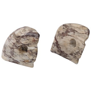 Mid-Century Modern Abstract Figural Marble Bookends - the Pair For Sale