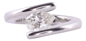 1990s Steven Kretchmer 1 Carat Pear Diamond Platinum Helix Engagement Ring, Size 5.25