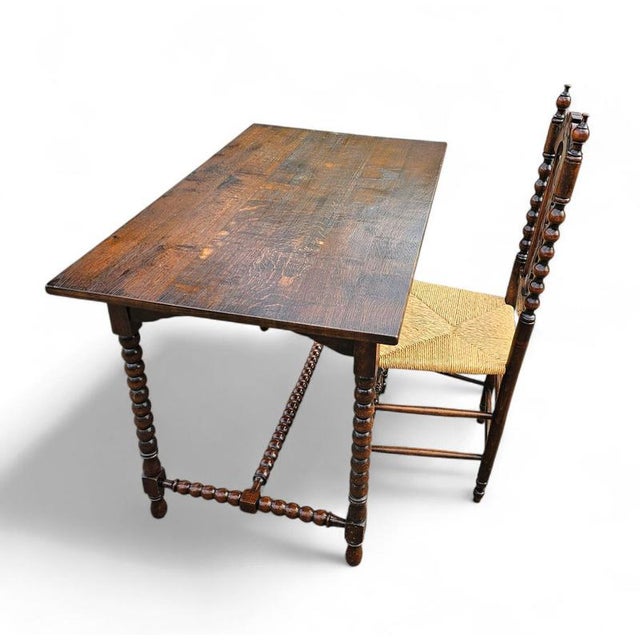 Brown Ornate Wood Studded Bobbin Desk For Sale - Image 8 of 15