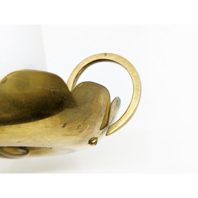 1940s Brass and Opaline Glass Bedside Table Lamps in the style of Arreduloce, 1940s, Set of 2 For Sale - Image 5 of 14