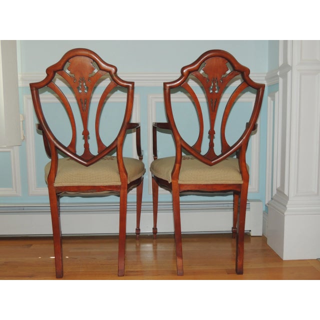 Traditional Early 20th Century Antique Adam Style Painted Shield Back Armchairs - Set of 2 For Sale - Image 3 of 12