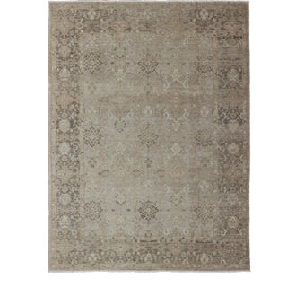 Fine Weave Sivas Rug in Ivory and Brown by Keivan Woven Arts 10'4 X 13'6 For Sale
