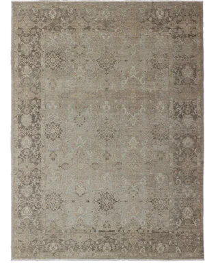 Turkish Sivas Fine Weave Rug in Taupe, Gray, Ivory and Brown and Cream Colors