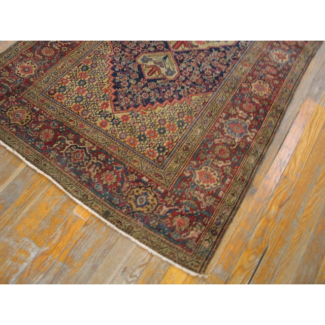1880s Blue Navy Medallion Handknotted Antique Persian Farahn Rug 3'9" X 6'5" Wool Carpet For Sale - Image 4 of 5