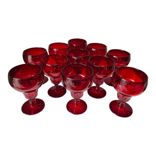 Vintage Fenton 'Georgian Ruby' Goblets-Set 12 For Sale