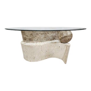 Sculptural Coffee Cocktail Table 1980's Tessellated & Mactan Stone For Sale