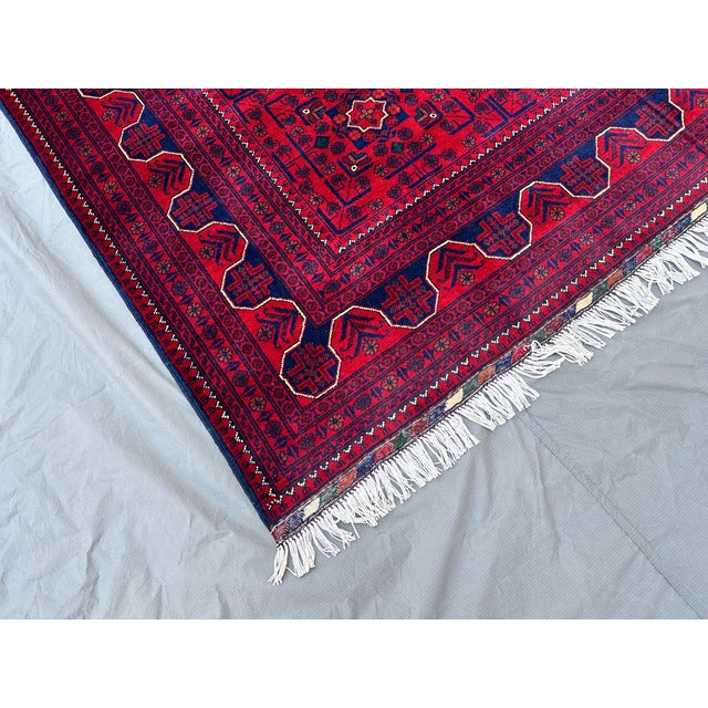 High Quality Afghan Khal Muhammadi Tribal Hand-Knotted Wool Rug - 6'6" X 9'10" For Sale - Image 4 of 11