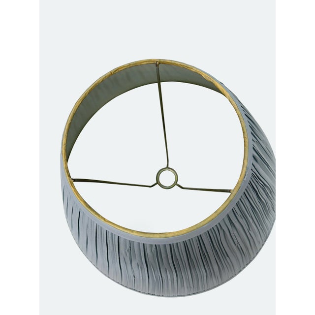 Vintage Pair of Light Blue Pleated Empire Lamp Shades For Sale - Image 9 of 9