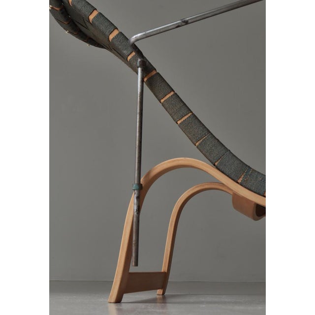 Early No. 36 Chaise Longue in Blue Webbing and Beech attributed to Bruno Mathsson, 1939 For Sale - Image 15 of 18