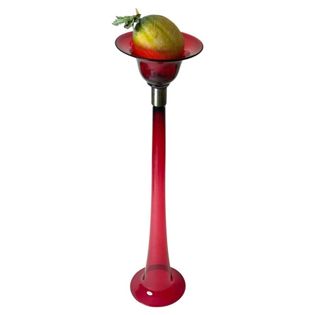 An exceptional and remarkably rare monumental Murano art glass floor vase, handcrafted in Italy during the 1960s. Standing...