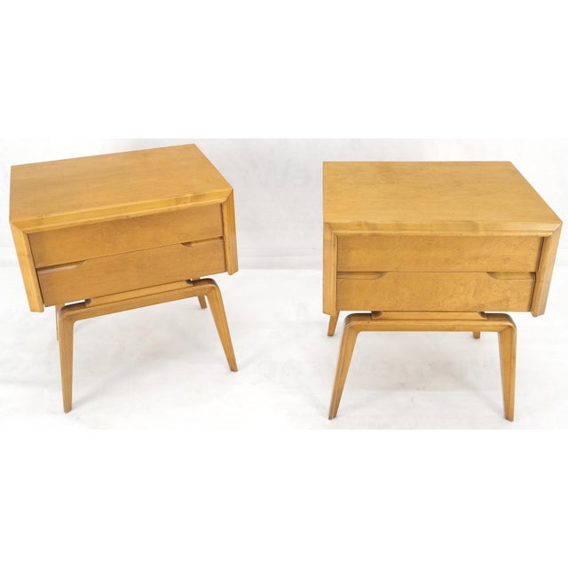 Pair Swedish Edmond Spence 2 Drawer Blond Birch Night Bed Stands Cabinets MINT! For Sale - Image 15 of 16