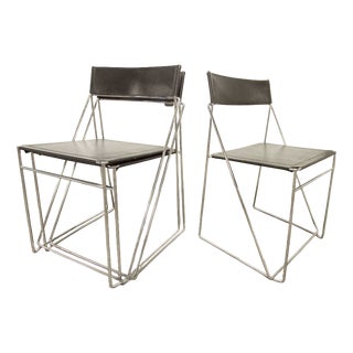 Minimalist X Line Chairs attributed to Niels Jorgen Haugesen for Hybodan, 1960s, Set of 3 For Sale