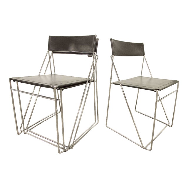 Minimalist X Line Chairs attributed to Niels Jorgen Haugesen for Hybodan, 1960s, Set of 3 For Sale