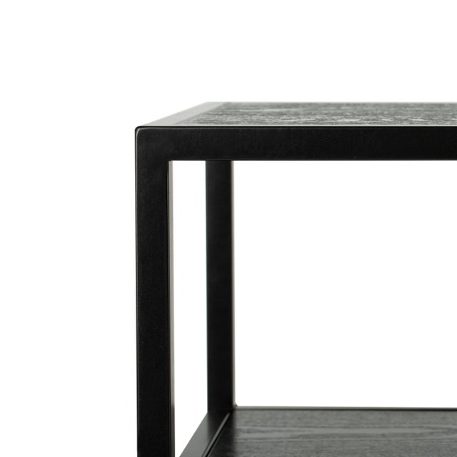 Geometric Console Table in Black & Dark Wood For Sale - Image 4 of 8