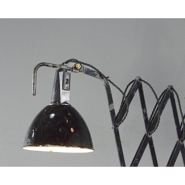 Large Scissor Lamp By Wilhelm Bader Circa 1930s Large extendable scissor mechanism - Original black paint - Original...