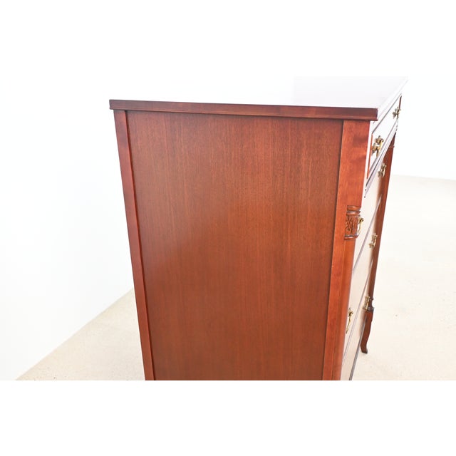 Brown Federal Style Mahogany Highboy Dresser With Fluted Columns by Rway Furniture For Sale - Image 8 of 16