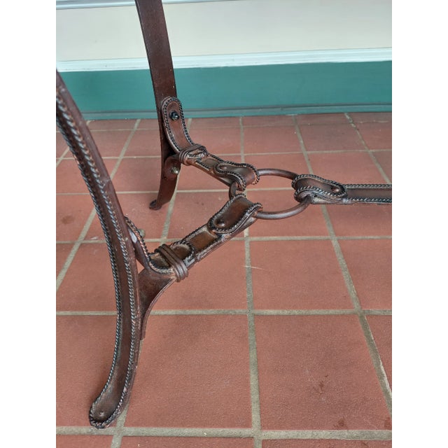 1970s 1970s Vintage Adnet Hermes Faux Leather Iron, Glass and Wood American Western Theme Table For Sale - Image 5 of 13