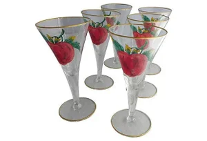 Vintage Apple Liqueur Glasses - Set of 6