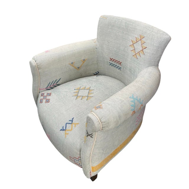 Wood Handcrafted Moroccan Sabra Silk Club Chair - Marrakech For Sale - Image 7 of 12