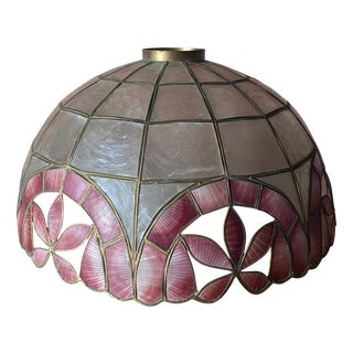 Vintage Capiz Two-Tone Lampshade For Sale