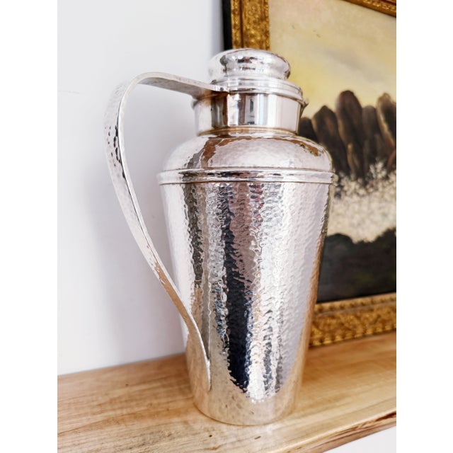 Gorham Manufacturing Company 1926 Hammered Silver Plate Cocktail Shaker For Sale - Image 4 of 9
