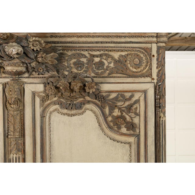 Antique French Painted Armoire in Wood, 1700s For Sale - Image 11 of 18