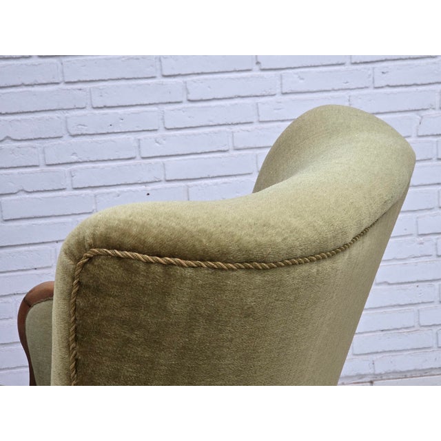 Danish Beech Highback Armchair with Velour Upholstery, 1960s For Sale - Image 12 of 18