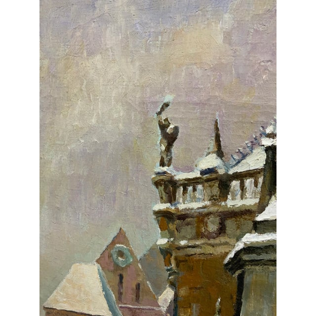 1946 Vintage European City Scene Oil on Canvas For Sale - Image 4 of 13