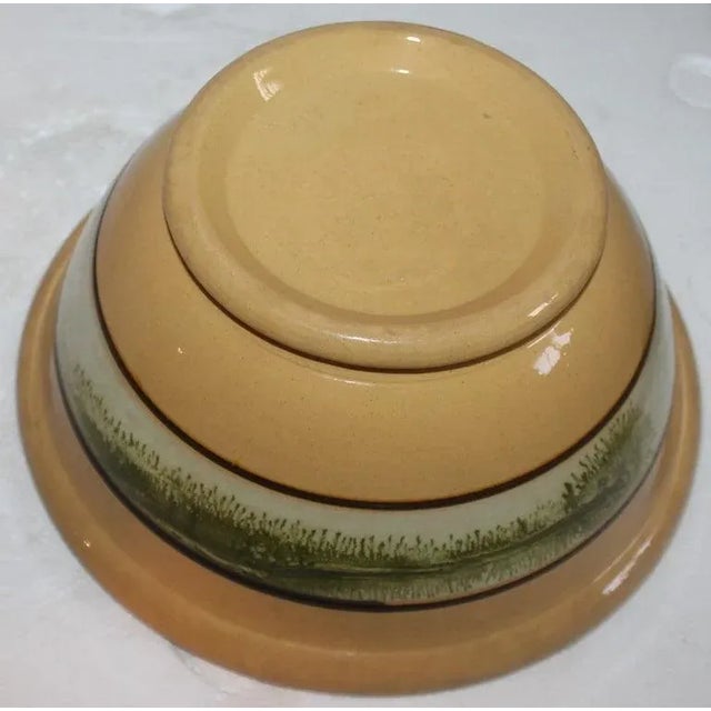 This rare green yellow ware mocha seaweed bowl is in pristine condition. The sage green color is very good.