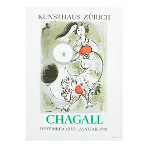 1966 After Marc Chagall, "Kunsthaus Zürich Gallery 1950 Exhibit" Poster