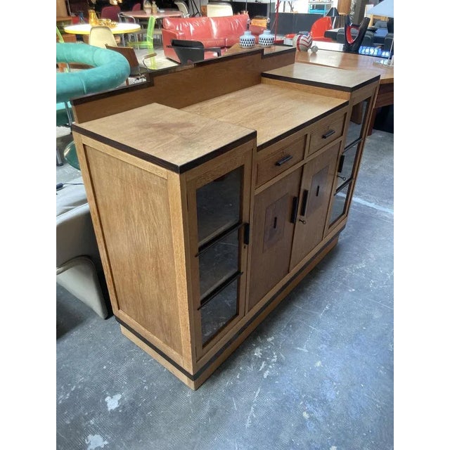 Dutch Art Deco Oak and Glass Buffet or Bar Cabinet, 1930s For Sale - Image 4 of 12