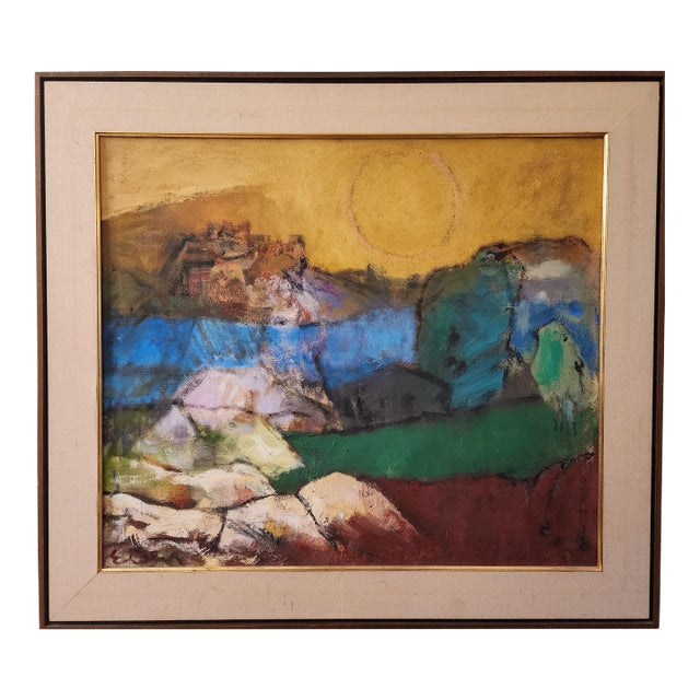 1940s Eleanor Coen Original Oil "Fields and Rocks" For Sale