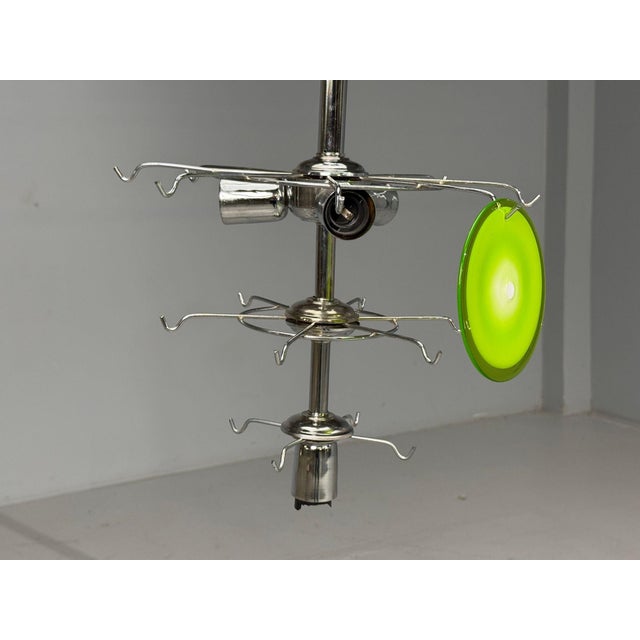 Mid-Century Modern, Green Murano Glass, Chrome, Pendant Light, 1960s For Sale In New York - Image 6 of 8