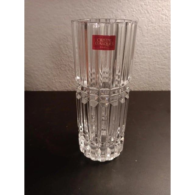 1970s Cristal D Arques Cut Crystal Cylinder Vase Made in France For Sale In Dallas - Image 6 of 6