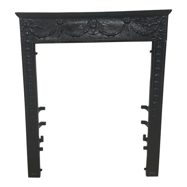 Late 19th Century 25.5" W X 30.5"h Cherub Decorative Fireplace Surround For Sale