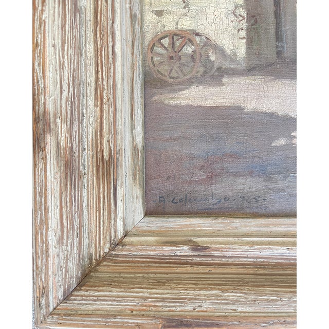 Early 20Th C. Oil on Canvas Coastal Seascape "Village on the Sea, Signed For Sale - Image 10 of 14