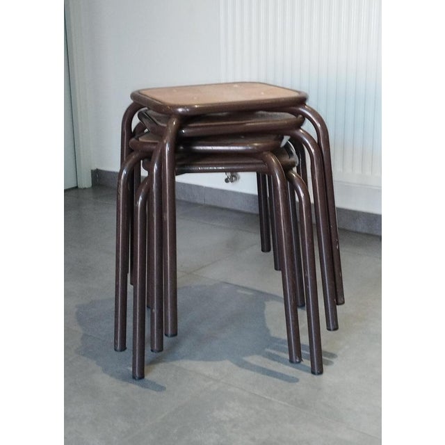 Vintage Industrial Stackable Bar Stools from Mullca, France, 1950s, Set of 4 For Sale - Image 15 of 18