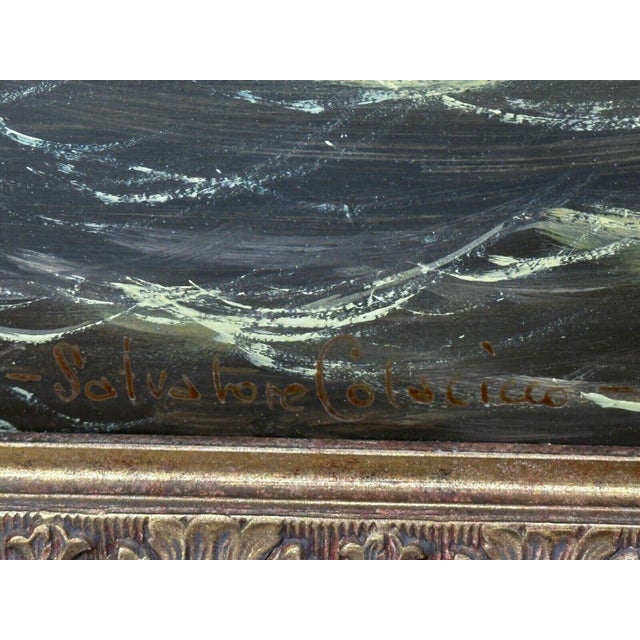 Nautical Ss Great Britain Steamship Large Gilt Framed Marine Oil on Panel Painting Signed Salvatore Colacicco For Sale - Image 13 of 18