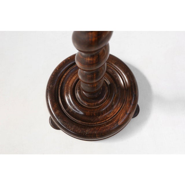 Art Deco Oak Ashtray on Hand-Turned Base, France, 1930s For Sale - Image 9 of 11