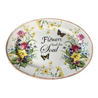 1990s Large Floral Oval Platter by Lilly Creek For Sale
