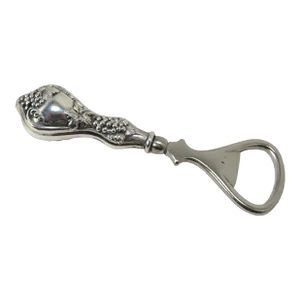 Vintage Mid Century Grape Clusters & Vines Motif Sterling Silver Handle Bottle Opener