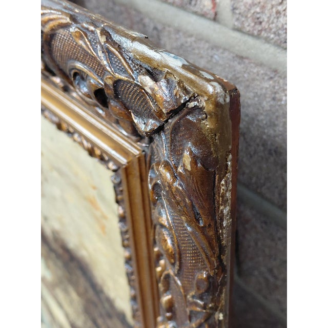 Antique Framed Signed Oil on Canvas Snowy Port For Sale - Image 9 of 13