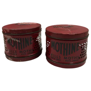 Vintage Red Mothine Tins - A Pair