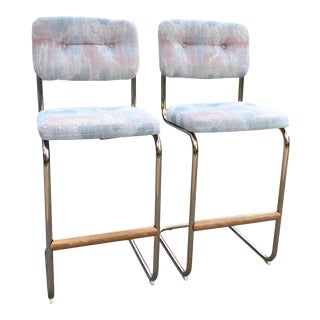 1980s Vintage Pastel Cantilever Barstools - a Pair For Sale