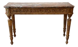 Late 18th Century French Carved Giltwood Marble Top Console Table