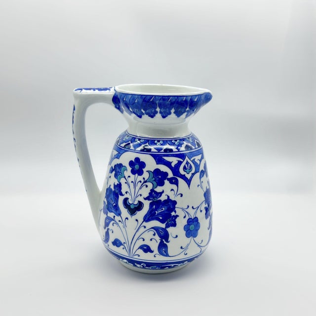 Handmade Ceramic Pitcher Vase (20cm) Royal Cobalt Blue and White Palace Garden For Sale - Image 11 of 11