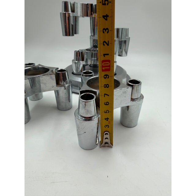 1950s Modular Candleholder with Silver Aluminum Plug-in System in the style of Stoff Nagel, 1950s, Set of 4 For Sale - Image 5 of 14