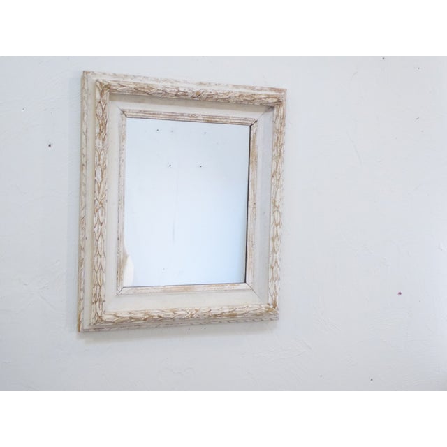 Vintage Carved Whitewashed Mirror For Sale - Image 4 of 4